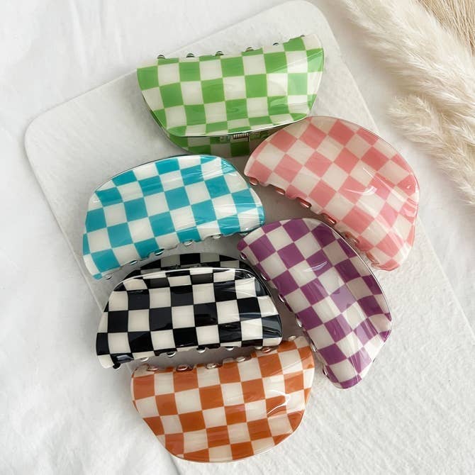 Checkered Hair Claw, Stylish Hair Clips - ALO Assorted