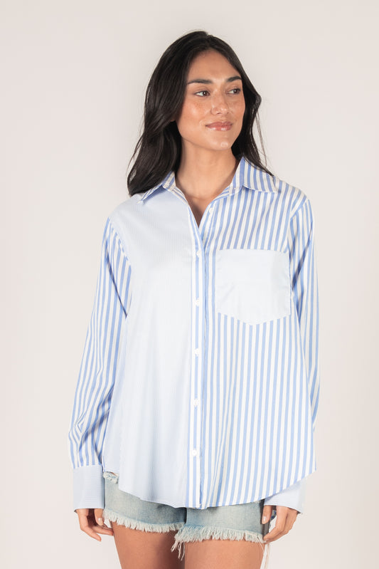 Contrast Stripe Button Up Shirt