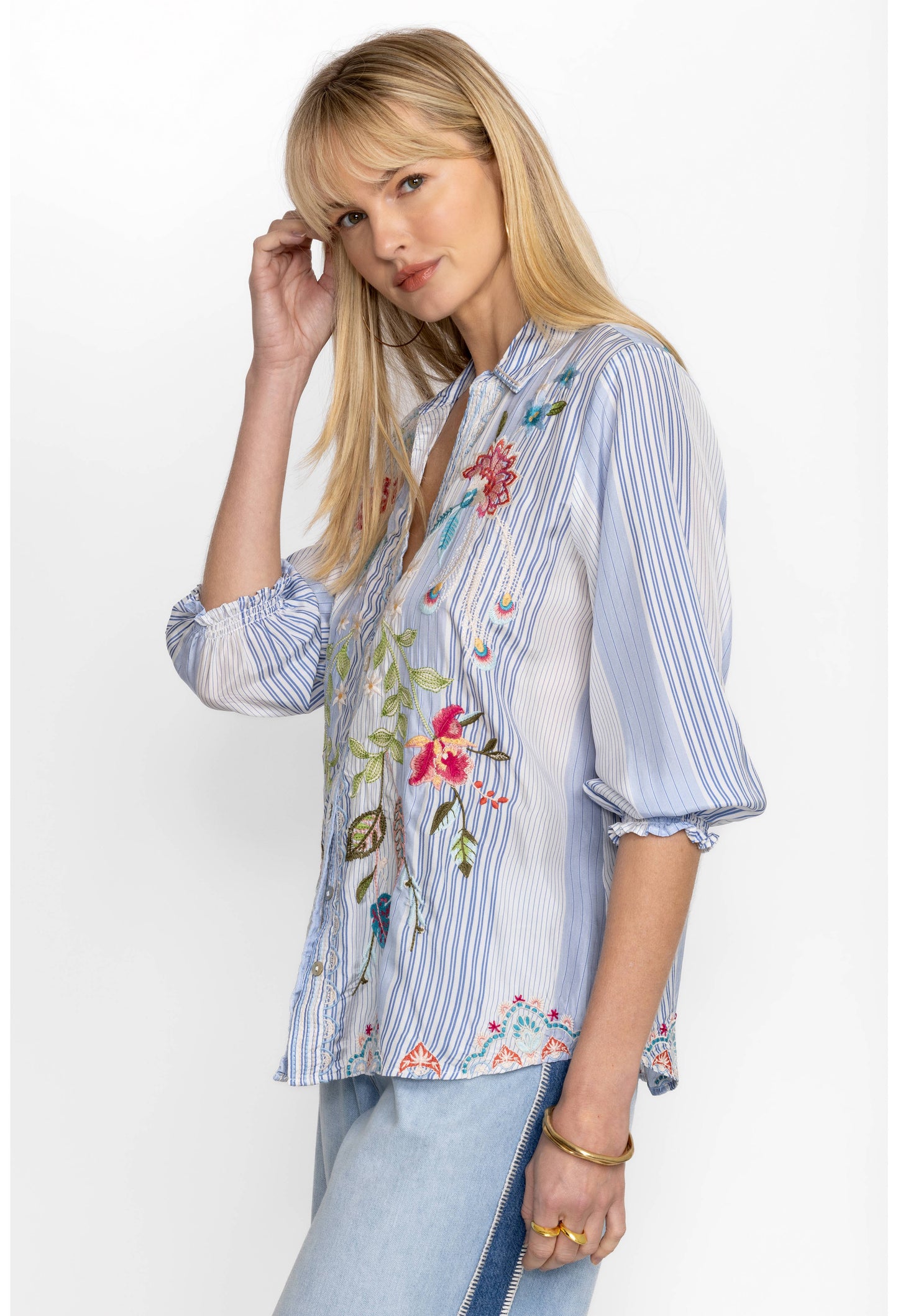 Emika Relaxed Smocked Shirt