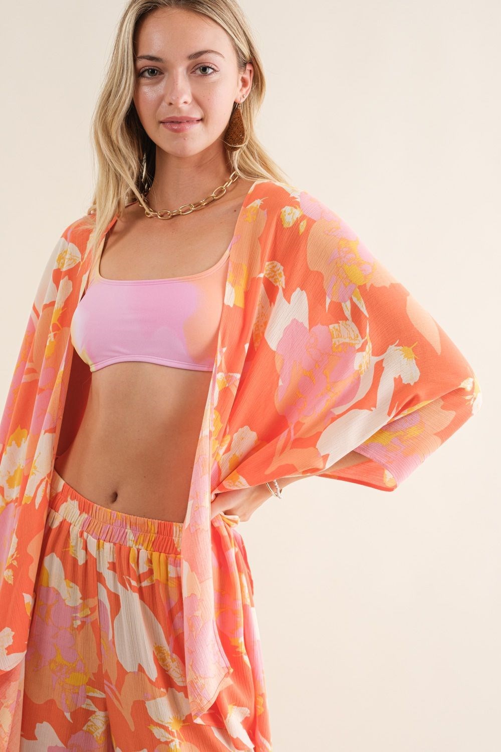 Floral Half Sleeve Kimono