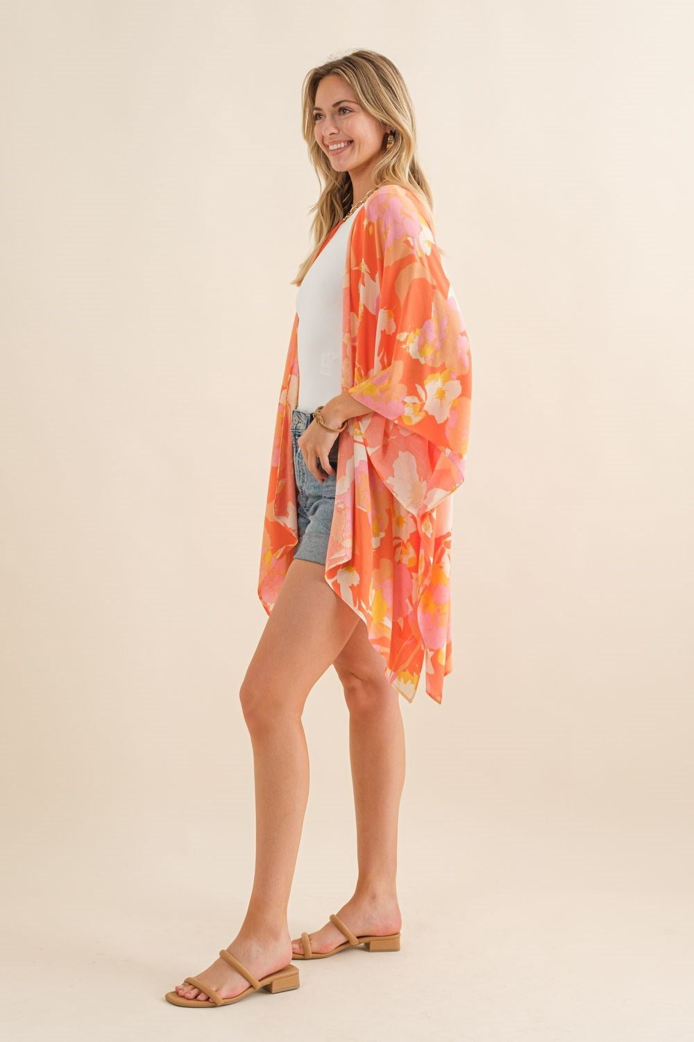 Floral Half Sleeve Kimono