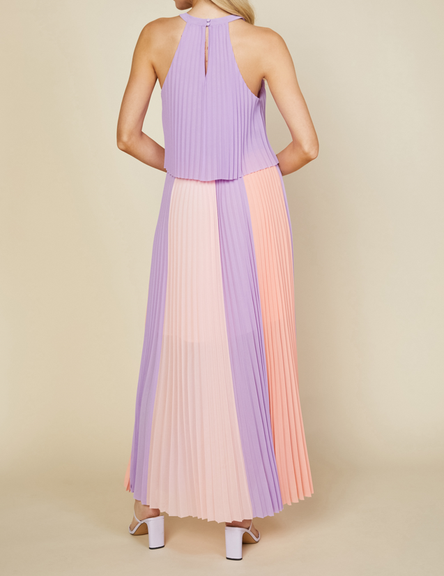 Halter Pleated Maxi Dress