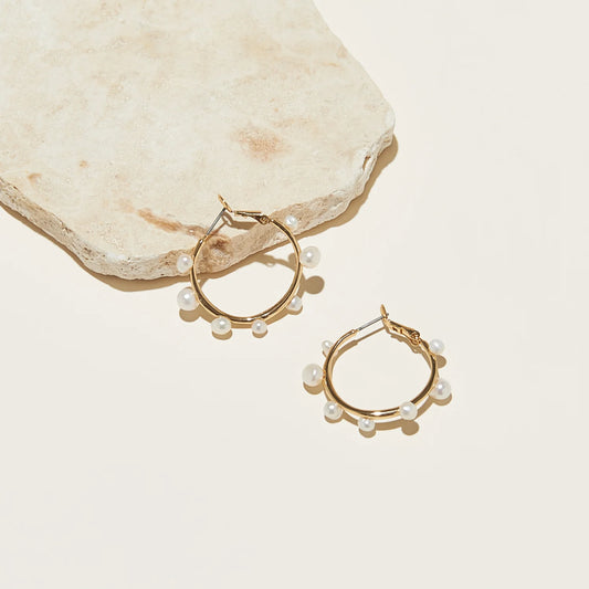 Mini Isla Pearl Hoop Earrings