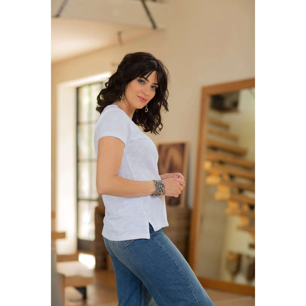 Short Sleeve Jeans V-Neck