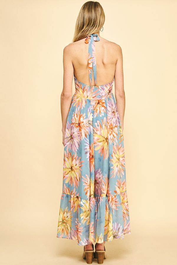 Sleeveless Floral Print Maxi Dress