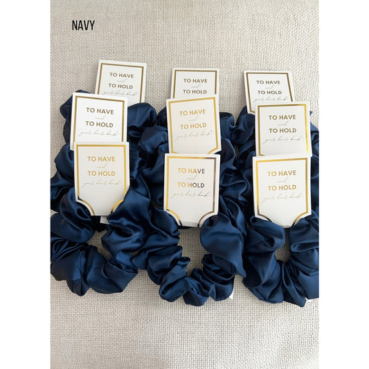 Silk Satin Soft Scrunchie in Navy Blue